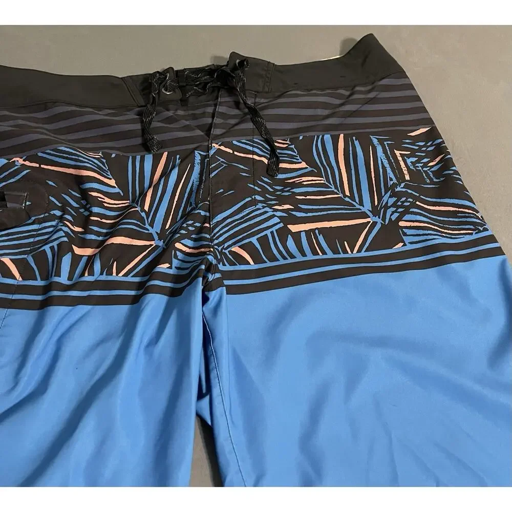 Patagonia Board Shorts Mens 36 Blue Palm Leaf Print Swim Trunks Excellent